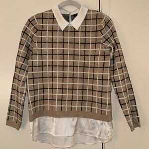TAHARI Collared Windowpane Sweater